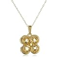 18k Yellow Gold Plated Sterling Silver Genuine Citrine Four Leaf Clover Pendant Necklace, 18"