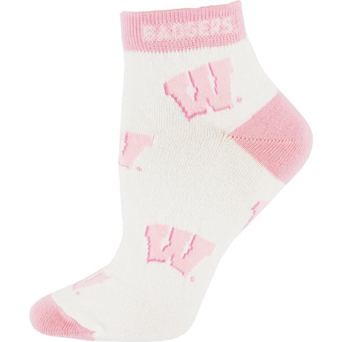 Wisconsin Badgers Pink Motion W Logo Ladies Low Cut Socks