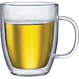 Bodum Bistro Double-Wall Insulated 15-Ounce Glass Mug, Set of 2