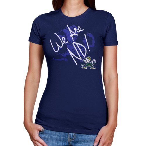 adidas Notre Dame Fighting Irish Ladies Handwritten T-Shirt - Navy Blue (Large)