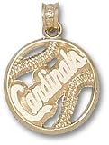 St. Louis Cardinals Solid 10K Gold ''CARDINALS'' Pierced Baseball Pendant