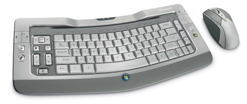 Microsoft Wireless Entertainment Desktop 8000 - Keyboard - Wireless - Bluetooth - Ergonomic - Mouse - Usb Wireless Receiver - Grey, Brushed Aluminum - German Picture