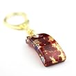 Handmade Square Shaped Murano Glass Keyring- Alexander Red Gold Style 1