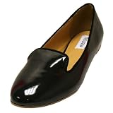 Casual Black Flat Loafer Style Patent Leather Shoes