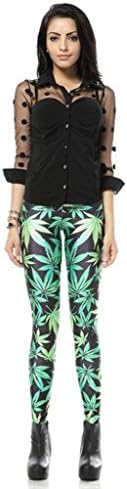 Ladykaka Women's Designed Digital Print Leaf Pattern Sexy Stretch Leggings