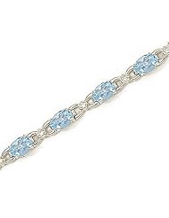 14kt Yellow Gold Oval Aquamarine and Diamond Bracelet