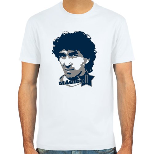 T-Shirt Jorge “Mágico” González ::: Farbauswahl: skyblue, sand oder weiß ::: Größen: S-XL ::: Fußball-Kult