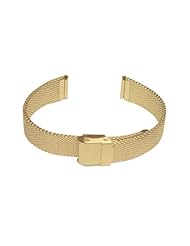 16mm Gold Tone IPG Stainless Steel Wire Mesh Bracelet Watch Band Strap