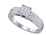Genuine 1/3 CTW. Diamonds 925 Sterling Silver Promise / Engagement Ring " Size 7 "