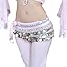 BellyLady Belly Dance Hip Scarf, Multi-Row Silver Coin Dance Skirt