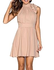 Sexy Halter Sleeveless Fit-and-Flare Summer Chiffon/Polyester/Spandex Bandage Dress/Club Dress/Party Dress 