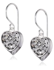 Sterling Silver Pave Colorado Crystal Heart Drop Earrings