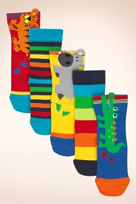 5 Pairs of Younger Boys' Cotton Rich 3D Animal Socks
