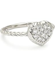 KC Designs "Twist" 14k White Gold and Diamond Heart Shape with Braided Detail Ring