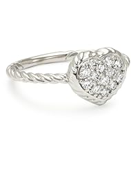 KC Designs "Twist" 14k White Gold and Diamond Heart Shape with Braided Detail Ring