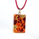 Handmade Murano Glass Pendant - Lisa Rectangle S Red/Gold Style1