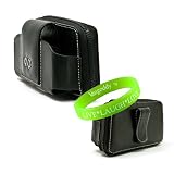 Unsurpassed Quality BLACK RIM BlackBerry Curve 3G T-Mobile SmartPhone Leather Case Holster with Belt Clip & Attached Leather Secure Magnet Button Latch for Blackberry At&t, Verizon, T-Mobile (Unlocked, Wifi, 3G, 4G) + Live * Laugh * Love Vangoddy Wrist Band!!!