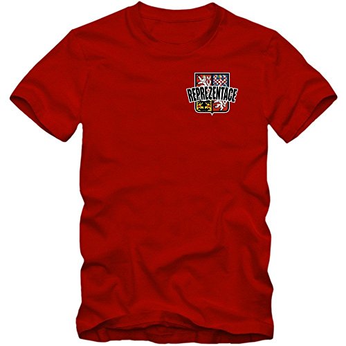 Tschechien EM 2016 #5 T-Shirt | Fußball | Herren | Trikot | Reprezentace | Nationalmannschaft, Farbe:Rot (Red L190);Größe:L