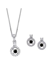 Black and White Diamond Jewelry Set in 14K White Gold (3/4 cttw)