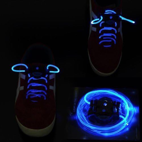 Besideyoushop LED Shoelace Light up Shoe Flashing Blue Color 1 Pair, batteries included