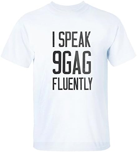BBUYUXI I Speak 9GAG FLUENTLY Men's Crew Neck T Shirt white M