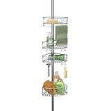 InterDesign Twigz Bathroom Constant Tension Shower Caddy Pole for Shampoo, Conditioner, Soap - Silver