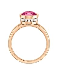 18K Rose Gold 10.00x8.00mm Oval Cut Pink Tourmaline and Diamond Ring -- LIFETIME WARRANTY