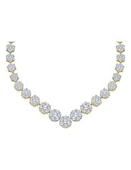 5 cttw 14k Yellow Gold Diamond Bridal Flower Art Nouveau Necklace (Real Diamonds: 5 cttw)
