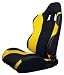 UNIVERISAL AUTO RACING SEATS 4 POINTS STYLE BLACK/YELLOW - DRIVER SIDE