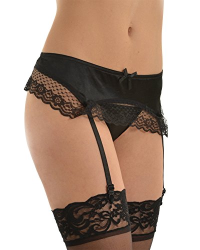 Plus Size Satin Garter Belt Lace Trim White Black or Red