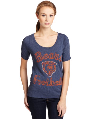 NFL Womens Chicago Bears Heather Vintage Thermal Sleeve Athletic Tee (New Navy, Small)