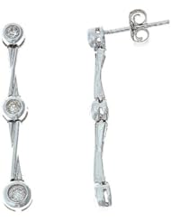 0.32CTW 14K White Gold Genuine Diamond Dangling Earrings