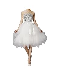 Strapless Bubble Dress Cocktail Short Sequined Lace-Up  Beaded Asymmetric Chiffon/Polyester Homecoming Dress/Bridesmaid Dress/Prom Dress  With a Bow(s) and a Ribbon 