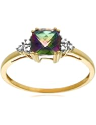 10k Yellow Gold, June BirthStone, Mystic Topaz and Diamond Ring