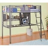 metal loft bed compare Twin Size Study Loft   Monster (Silver/Grey) (72 H x 78.5 W x 60.75 D)