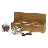 RSVP Endurance Bamboo Storage Box with 4 Clear Top Cans