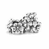 Set of 2 Bella Fascini Intricate Flower Bands, Sterling Silver European Threaded Bead Spacers