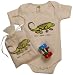 Kiwi Industries Organic Cotton Bodysuit And Rattle Gift Set, Lizard, 6-12 Mos