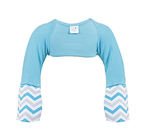 Scratch Me Not Flip Mitten Sleeves - Baby Boys' Girls' Stay On Scratch Mitts, Teal/Chevron, 12 Mos