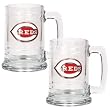 MLB Cincinnati Reds Two Piece 15-Ounce Glass Tankard Set- Primary Logo
