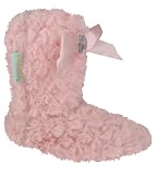 Capelli New York Textured Faux Fur Boot With Bow And Gem Girls Indoor Slipper Pink 10/11