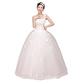 Etosell Women/Bride Sleeveless Lace Wedding Gown Dress One Shoulder Formal M