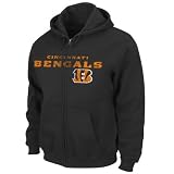 NFL Cincinnati Bengals Touchbck III Full Zip Jacket Adult Long Sleeved Fullzip Hooded Fleece, Black, Medium
