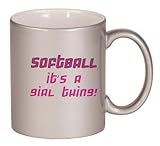 IMAGE OF Softball its' a girl thing! Coffee Mug Metallic Silver 11 oz