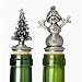Solid Genuine Pewter Christmas Wine Bottle Stopper Set
