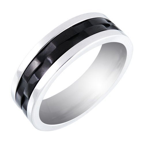Mens Stainless Steel with Black Plating Spinner Ring, Size 8
