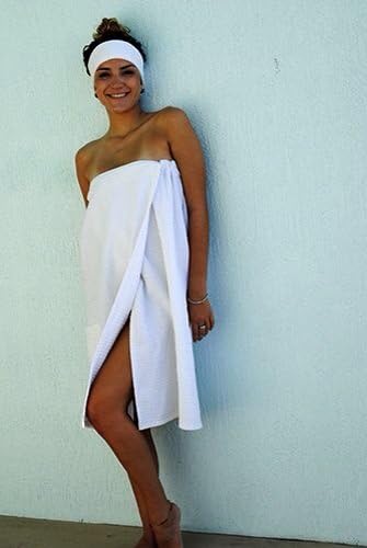 Spa Wrap Bath Wrap Robe One Size Waffle Weave White
