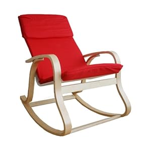 Homestyle4u Schaukelstuhl Schwingsessel Sessel Relaxstuhl Polster rot