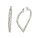 Sterling Silver Diamond-Cut Heart Hoop Earrings