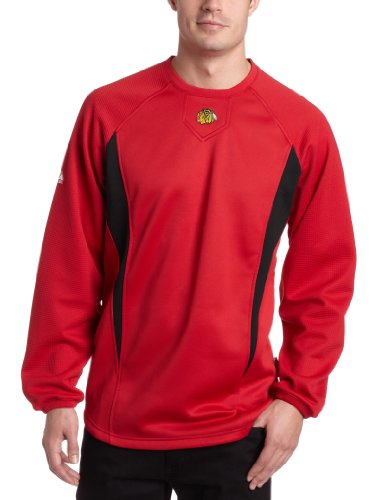 NHL Men's Chicago Blackhawks Therma Base Long Sleeve Crew ECE Pullover, Pro Scarlet/Pro Black, XX-Large